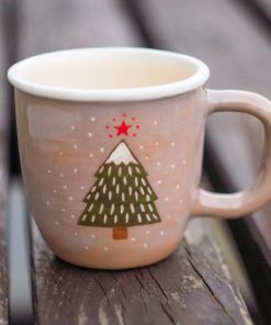 Christmas Coffee Mug - Handmade Ceramic Mug, Christmas Gift, Pottery Mug, New Year Tree