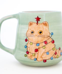 Christmas Gift Clumsy Cat Mug - Handmade Ceramic Mug with Adorable Cat Design