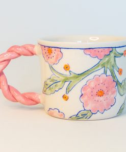 Floral Mug, Sakura Espresso Cup, Handmade Ceramic Espresso Cup Set