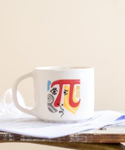 Pi Symbol Coffee Mug, Handmade Ceramic Mug with Picasso-Style Pi Symbol - Unique Gift for Math & Science Lovers, Geek Coffee Mug