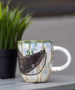 Whale Coffee Mug, Handmade Ceramic Mug, Pottery Coffee Mug