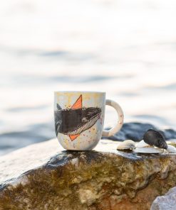 Whale Coffee Mug | Watercolor Coffee Pottery | Handmade Animal Mug | Beluga Whale | Handcrafted Coffee Pottery