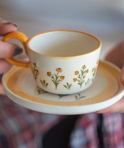 Espresso Cup Set, Floral Mug, Handmade Floral Decor