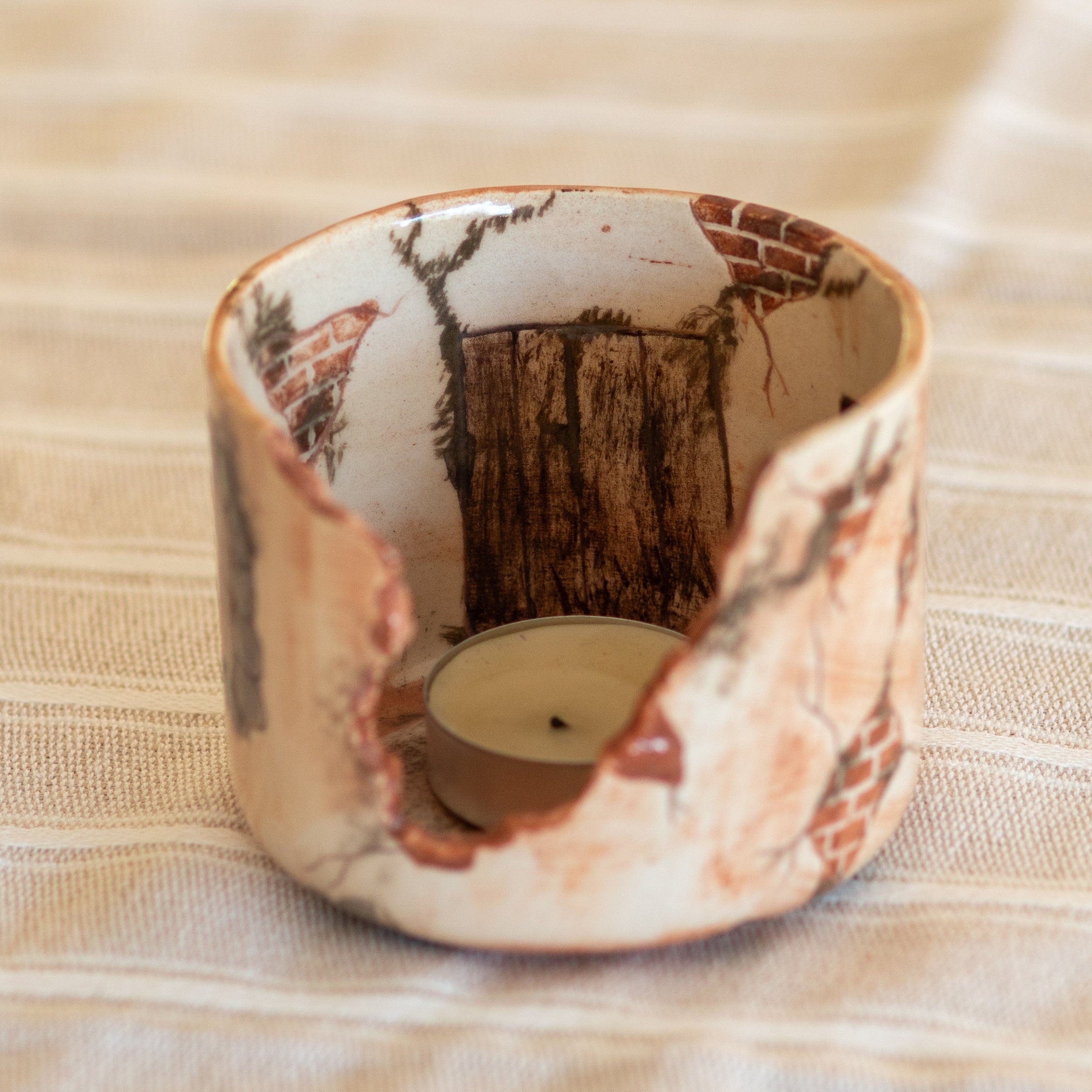 Rustic House Candleholder - Authentic Tealight Holder for Cozy Home Decor - Wrecks Ruin House, Halloween Gift Idea