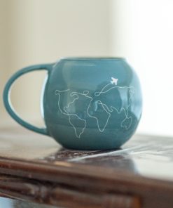 Travel Mug, Handmade Pottery Mug, World Map Coffee Mug
