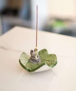 Incense Holder, Frog On Leaf Handmade Ceramic Censer, Animal Lover Gift