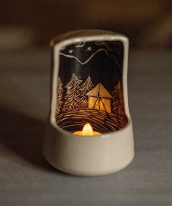 Unique Candle Holder - Handmade Ceramic Tea Light Holder, Rustic Bedroom Decor