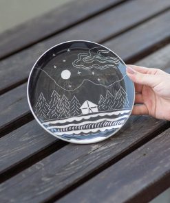Ceramic Dinner Plate, Hand-craved Dinnerware, Housewarming Gift Idea, Landscape Plates