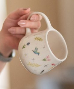 Hummingbird Mug: Handmade Ceramic Coffee Cup, Nature Pottery 13oz
