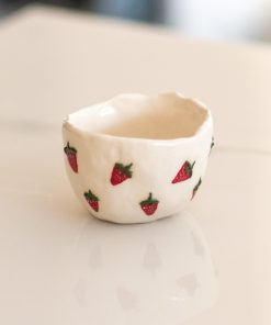 Handmade Ceramic Cup, Summer Fruit Drinkware, Handmade Colorful Cup, Vibrant Strawberry and Cherry