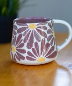 Flowers Coffee Mug, Handmade Large Mug, Ceramic Coffee Mug