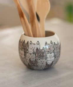 Utensil Holder for Kitchen, Ceramic Kitchen Organizer, Cat Lover Gift, Pencil Holder
