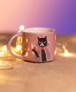Ceramic Black Cat Mug, Vampire Coffee Mug, Witch Cat Mug, Hallowen Mug