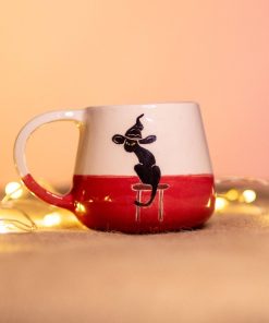 Black Cat Mug, Witch Hat Halloween Mug, Handmade Ceramic Mug, Hallowen Mug