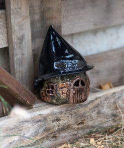 Haunted House, Handmade Halloween Decor, Halloween Witch Fairy House, Ceramic Incense Holder, Candle Holder