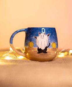 Halloween Mug, Black Cat Funny Coffee Mug, Handmade Ceramic Coffee Cup