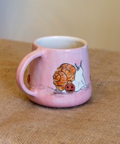 Halloween Mug, Snail and Pumpkin Ceramic Mug, Handmade Coffee Mug, Fall Decor