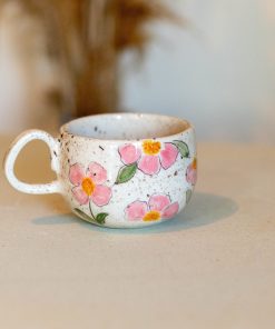 Floral Mug, Handmade Ceramic Tea Cup, Flowers Coffee Mug