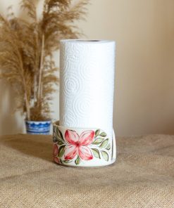 Paper Towel Holder, Handmade Towel Rack, Floral Kitchen Decor