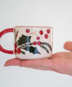 Christmas Mug Espresso Cup, Handmade Christmas Gift, Pottery Mug