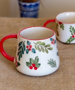 Christmas Mug Christmas Decor, Handmade Ceramic Coffee Mug Set, Christmas Gift Espresso Cup Set