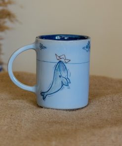 Gift Father Coffee Mug, Whale Mug Handmade Gift, Ceramic Coffee Cup