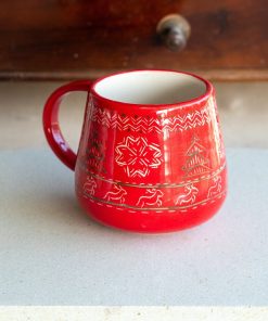 Christmas Mug Vintage Christmas Decor, Handmade Pottery Mug, Ugly Sweater Decor