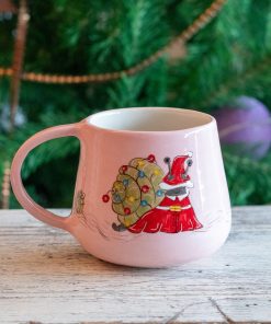 Christmas Mug Snail Santa Coffee Mug, Handmade Ceramic Mug, Christmas Decor