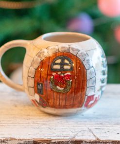 Christmas Coffee Mug, Cute House Decorated Ceramic Mug, Christmas Gift Idea