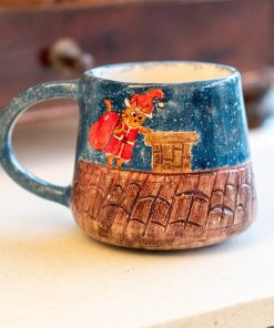 Santa Cat Christmas Coffee Mug - Handmade Ceramic Mug, Christmas Gift Idea