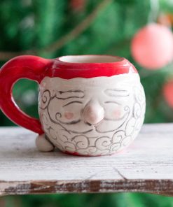 Santa Claus Pottery Mug, Handmade Ceramic Mug, Christmas Gift Mug