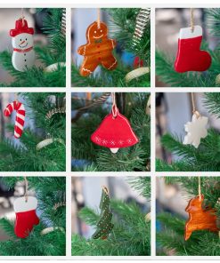 Christmas Ornaments - 9 Pieces Set - Vintage Bell, Snowman, Handmade Christmas Decor