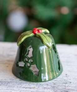 Vintage Christmas Jingle Bells Tea Light Holder, Handmade Ceramic Christmas Decor