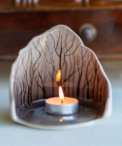 Enchanted Forest Tea Light Holder, Handamde Ceramic Candle Holder, Rustic Home Decor