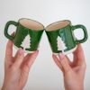 Christmas Coffee Mug - Handmade Mug Set, Pottery Mug Forest Theme