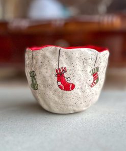 Christmas Socks Pottery Mug, Christmas Gift Coffee Mug, Handmade Gift