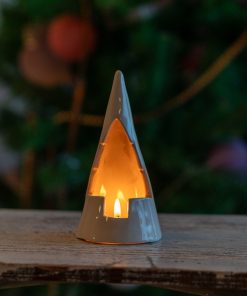 Christmas Home Decor Tea Light Holder, Handmade Ceramic Candle Holder, Pine Tree Shaped Tea Light Holder