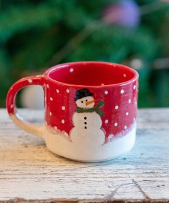 Snowman Christmas Mug, Handmade Ceramic Coffee Mug, New Year Coffee Cup