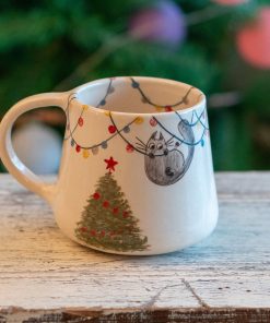Cat Mug Handmade Christmas Coffee Mug, Cat Mom Mug, Christmas Tree Ornament Funny Cat, Xmas Mugs