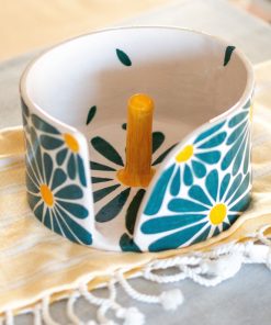 Big Paper Towel Holder Flower Decorated, 7 inch Towel Rack, Floral Kitchen Decor