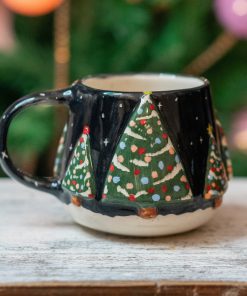 New Year Tree Christmas Coffee Mug, Pottery Mug Valentines Gift