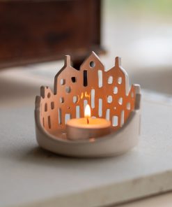 Cityscape Tea Light Holder, Handmade Candle Holder, Cozy Ambiance Unique Holiday Gift