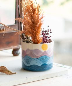Unique Planter Ceramic Flower Pot, Sea and Sun Theme Tropical Decor, Plant Pot Unique, Cute Plant Pot