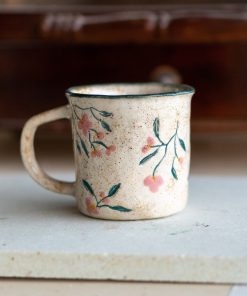 Floral Coffee Mug - Handmade Pottery Mug, Ceramic Cup One of a Kind