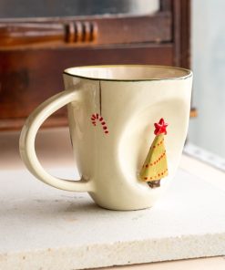 Pine Tree Unique Pottery Mug, Christmas Coffee Mug, Unique Holiday Gift