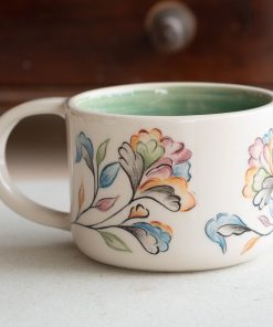 Floral Coffee Mug - Flower Tea Cup, Handmade Vibrant Ceramic Mug, Colorful Unique Gift