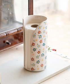 Paper Towel Holder - Floral Towel Rack, Ceramic Freestanding Towel Holder, Handmade Decorative Paper Roll Holder