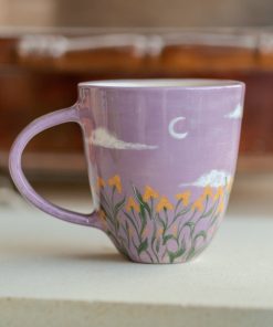 Floral Mug - Landscape Decorated Mug, Handmade Ceramic Mug, Flower Decorated Mug