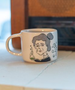 Marie Curie Cartoon Mug - Handmade Coffee Mug, Science Lover Gift Idea