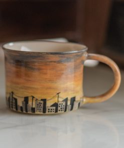 Twilight Cityscape Mug - Sunset Cityscape, Pottery Mug, Handmade Ceramic Mug